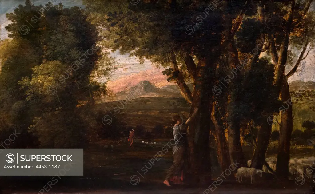 Claude Lorrain (Claude Gellee); French; Chamagne 1604/5 -1682 Rome; Landscape with Erminia; ca.1647; Oil on wood.