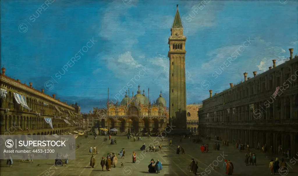 Canaletto (Giovanni Antonio Canal); Italian; Venice 1697-1768 Venice; Piazza San Marco; 1720s; Oil on canvas.