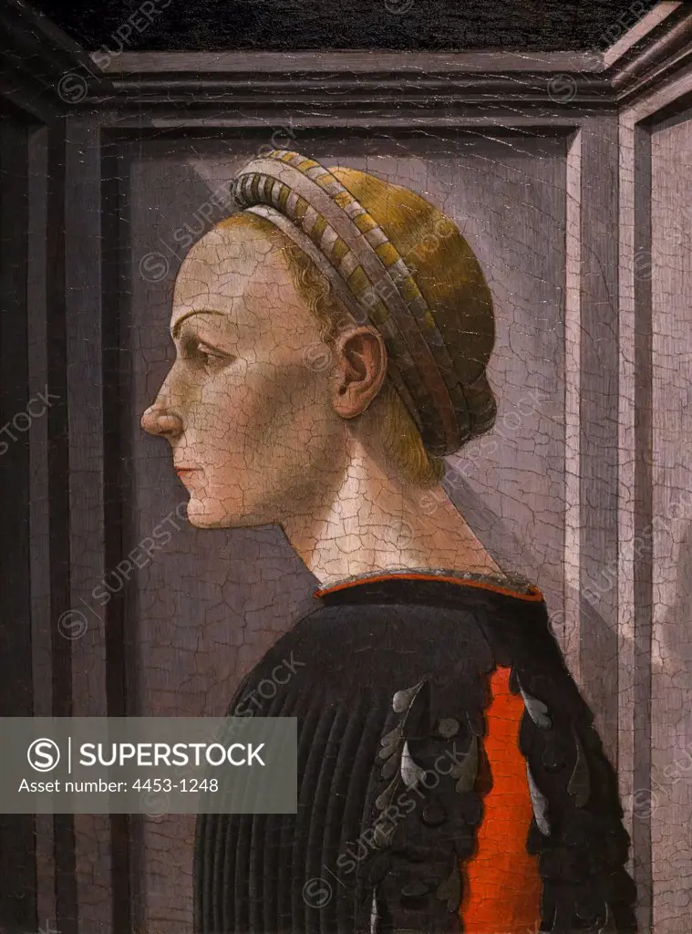 Attributed to Giovanni di Franco; Italian; Rovezzano 1425/26-after 1498 Florence; Portrait of a Woman; Tempera on wood.