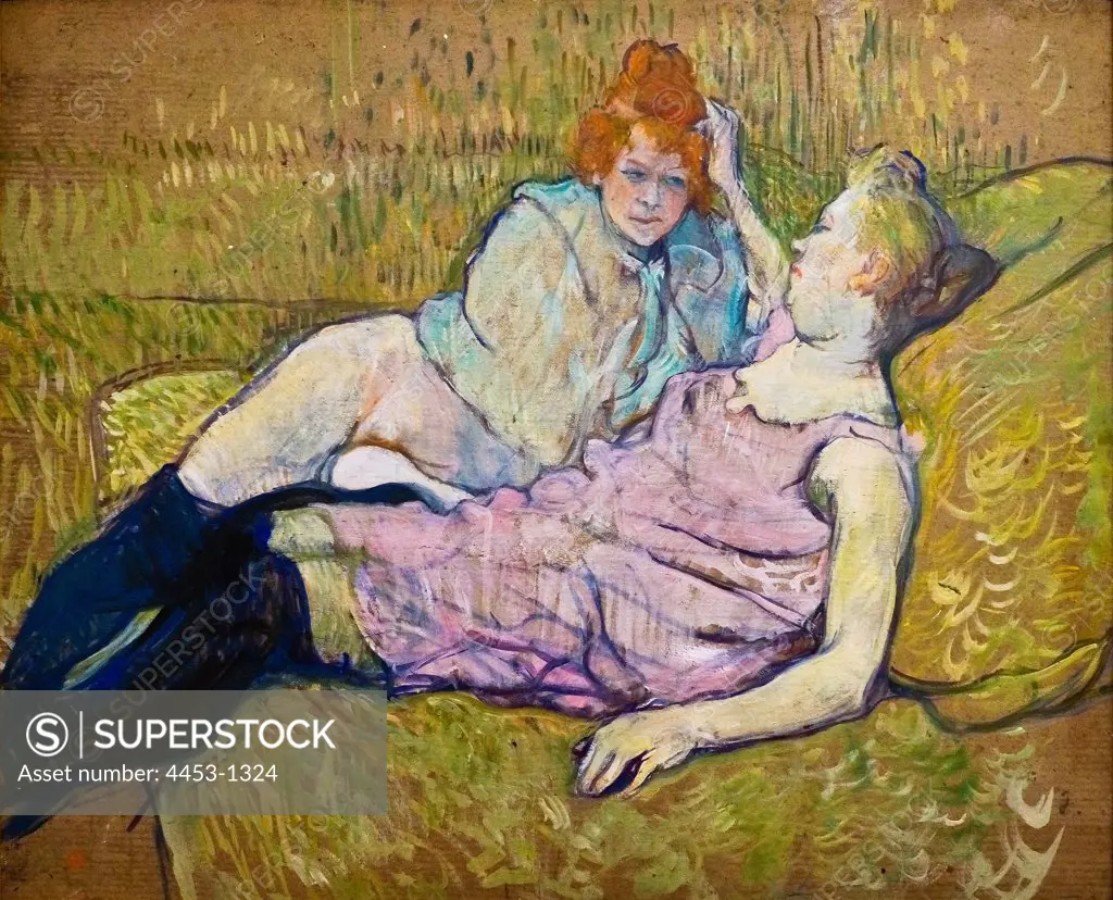 Henri de Toulouse-Lautrec; French; 1864-1901; The Sofa; ca. 1894-96; Oil on cardboard.