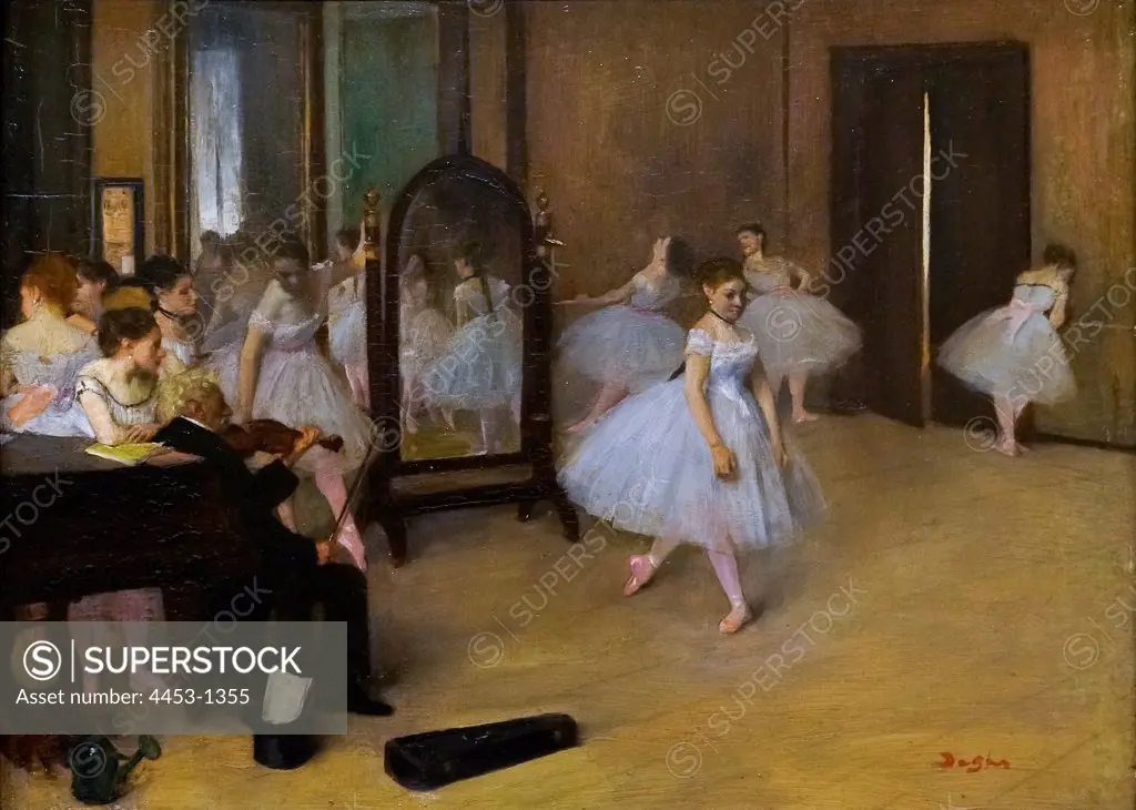 Edgar Degas, French, 1834-1917, The Dancing Class, ca. 1870, Oil on wood.