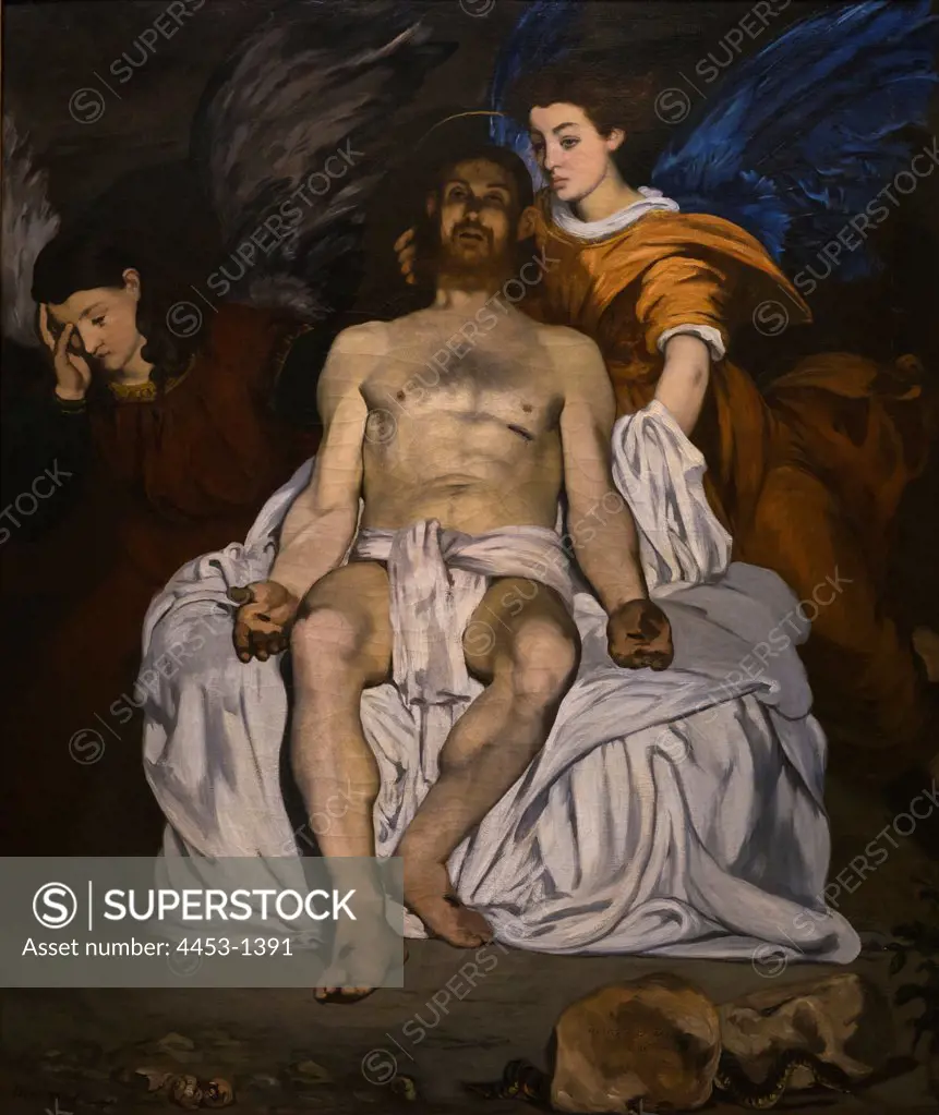 Edouard Manet; French; 1832-1883; The Dead Christ with Angels; 1864; Oil on canvas.