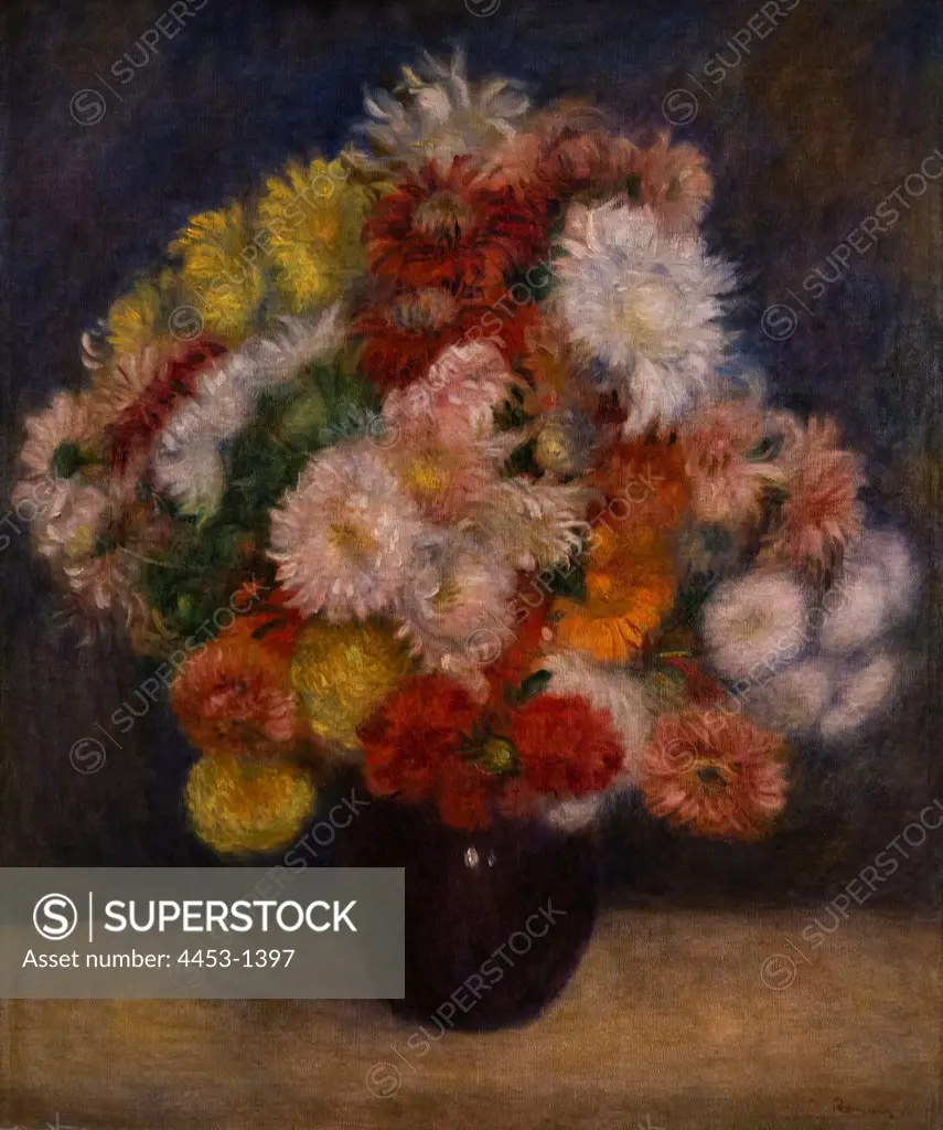 Auguste Renoir; French; Limoges 1841-1919 Cagnes-sur-Mer; Bouquet of Chrysanthemones; 1881; Oil on canvas.