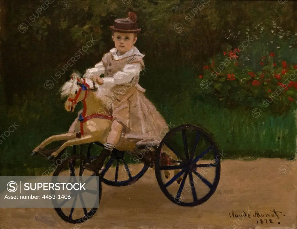 Claude Monet; French; Paris 1840-1926 Giverny; Jean Monet (1867-1913) on His Hobby Horse; 1872; Oil on canvas.