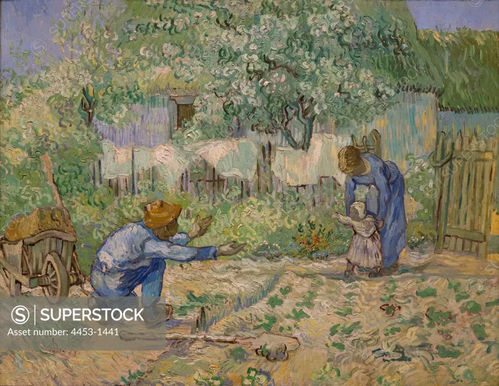 Vincent van Gogh; Dutch; Zundert 1853-1890 Auvers-sur-Oise; First Steps; after Millet; 1890; Oil on canvas.