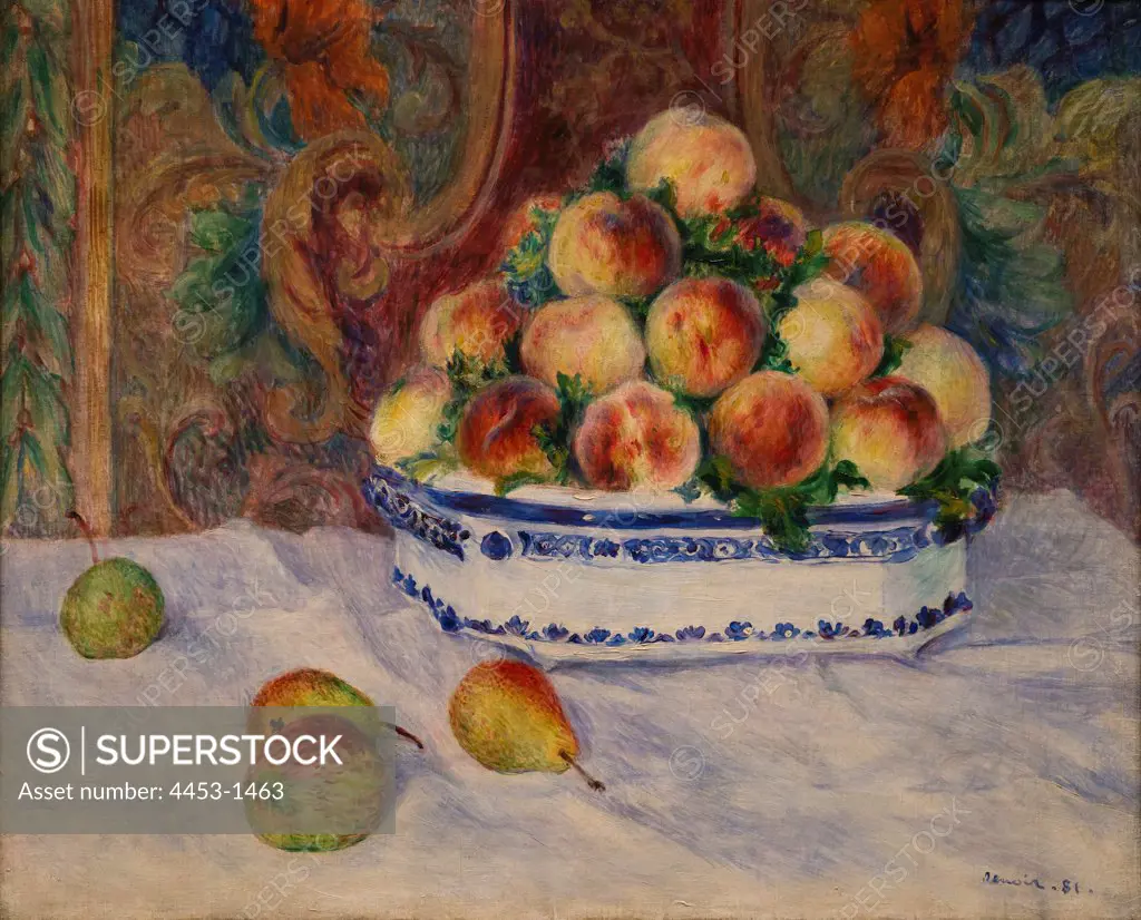 Auguste Renoir; French; 1841-1919; Still Life with Peaches; 1881; Oil on canvas.