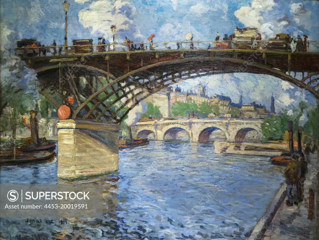 View of Seine by Jonas Lie (1880 - 1940); Oil on canvas; 1909 