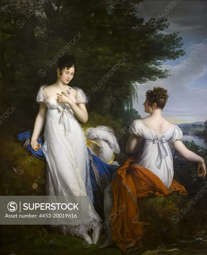 Portrait of Princess Pauline Borghese and Baroness de Mathisse by Rens - Theodore Berihan (1776 - 1859); Oil an canvas; c. 1810 