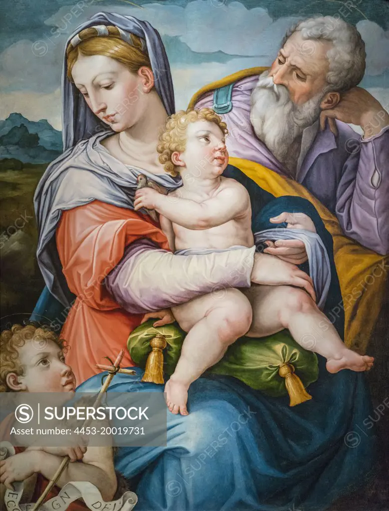 The Holy Family with the infant and St. John the Baptist by Giorgio Vasari; Oil on panel; c. 1540