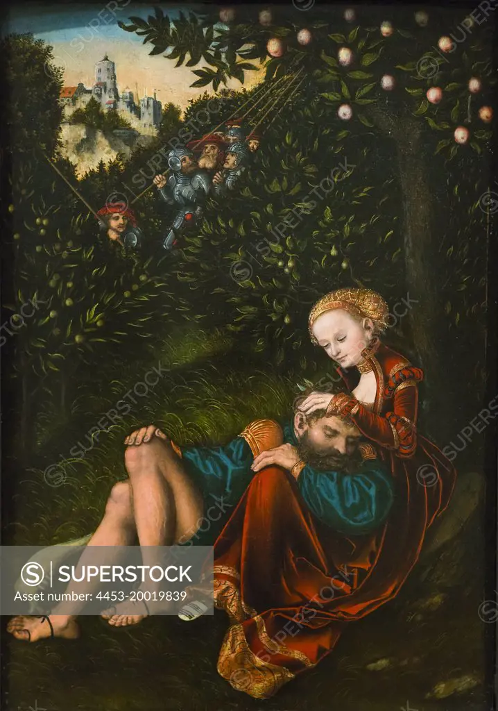 Samson and Delilah by Lucas Craafter the Elder (1472 - 1553); Oil on Wood; circa 1528 - 30