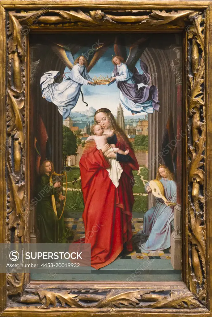 Virgin and Child with Four Angels by Gerard David (1455 - 1523); Oil on wood; circa 1510 - 15