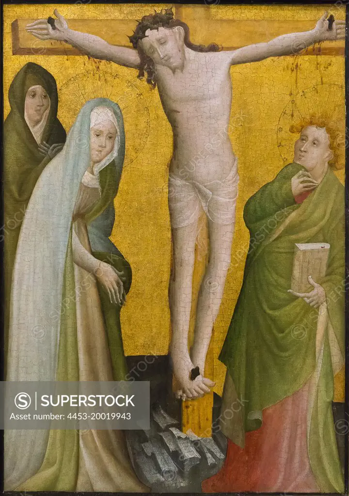 The Crucifixion by Master of the Berswordt Altar; Tempera and gold on wood; Circa 1400