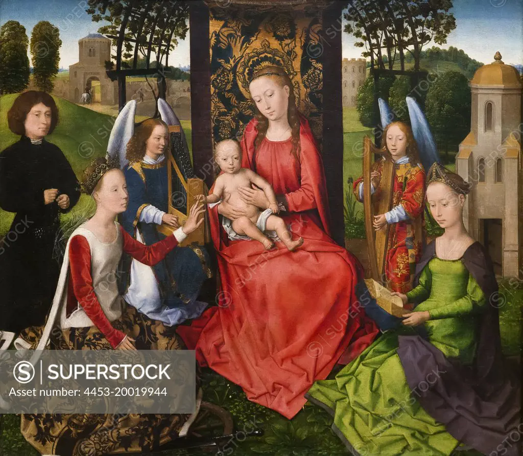 Virgin and Child with Saints Catherine of Alexandria and Barbara by Hans Memling; Oil on wood; Early 1480s