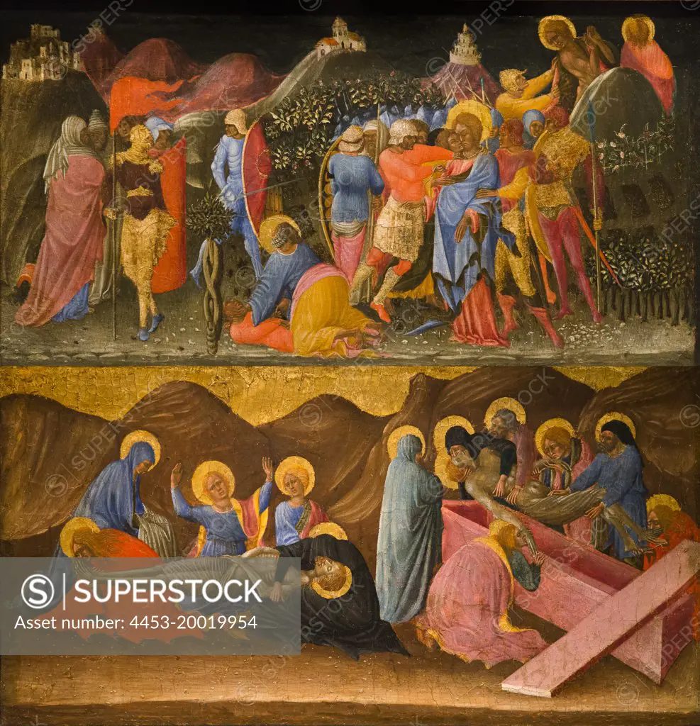 The Betrayal of Christ; The Lamentation and the Entombment by Bartolomeo di Tommaso; Tempera on wood; Circa 1445 - 1450