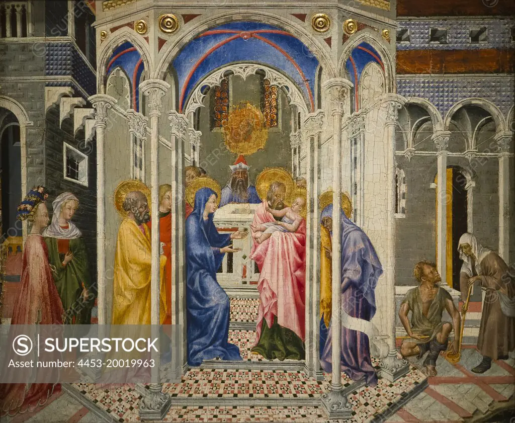 The Presentation of Christ in the Temple by Giovanni di Paolo (Giovanni di Paolo di Grazia); Tempera and gold on wood; Circa 1435