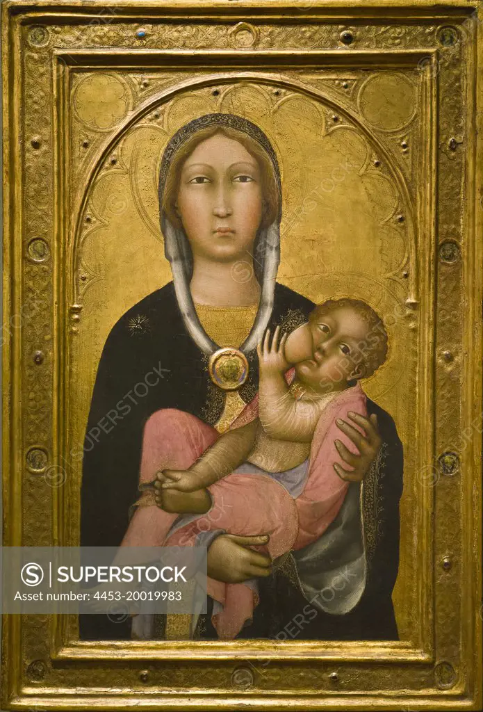 Madonna and Child by Paolo di Giovanni Fei; Tempera on wood; Gold ground; 1370s