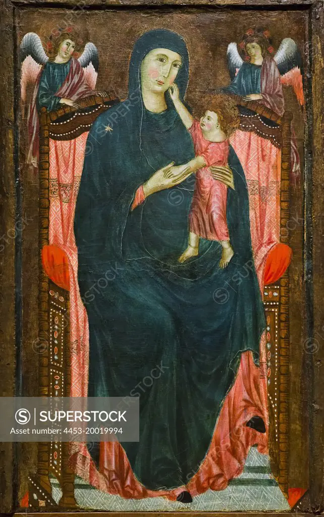 Madonna and Child Enthroned with Angels by Master of Varlungo; Tempera on wood; Silver ground; 1310 