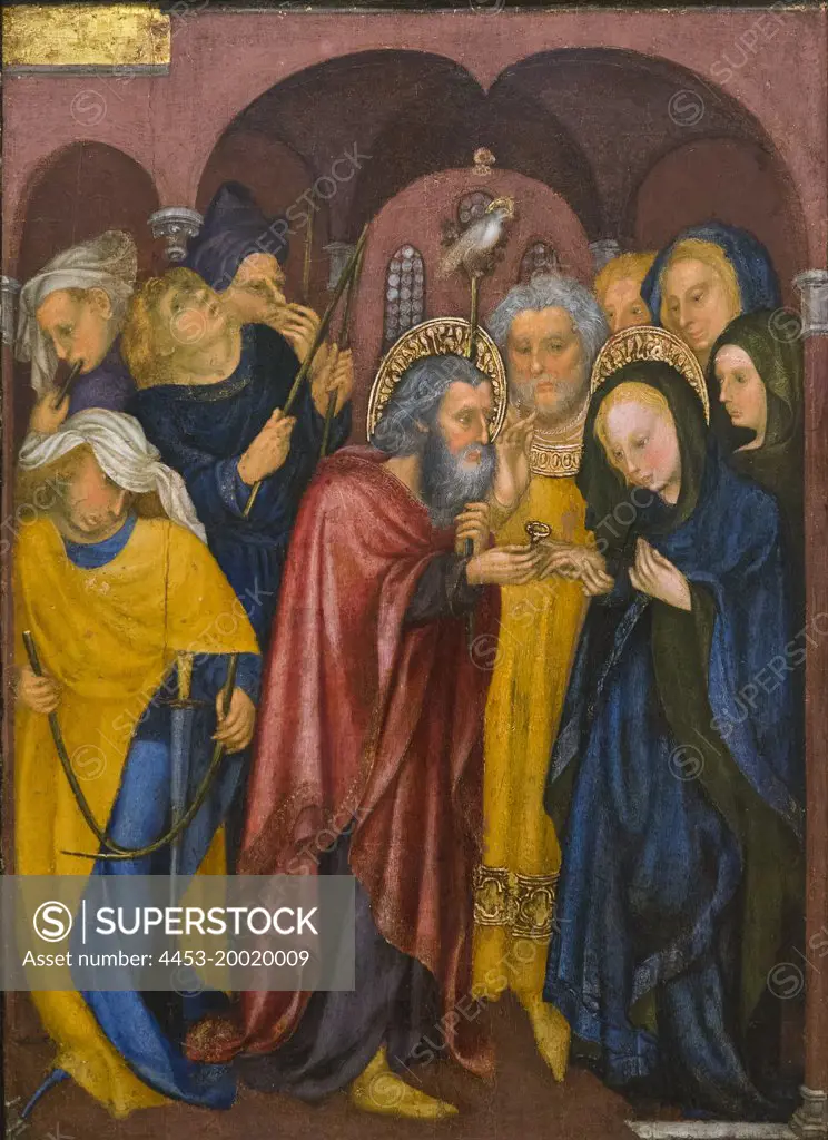 The Marriage of the Virgin by Michelino da Besozzo (Michelino de Mulinari); Tempera and gold on wood; Circa 1430 