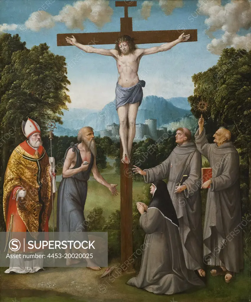 The Crucifixion with Saints; Attributed to Martino Piazza; Oil on wood; Circa 1515 - 1520