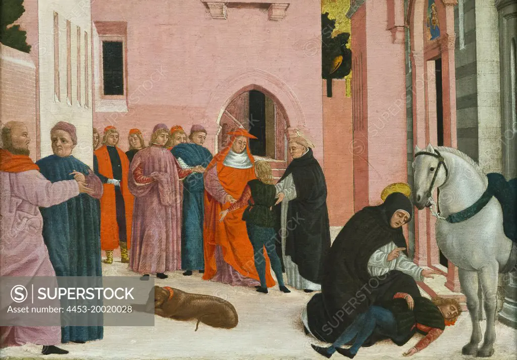 Saint Dominic Resuscitating Napoleone Orsini by Bartolomeo degli Erri; Tempera on canvas; Transferred from wood; 1467 - 1474 