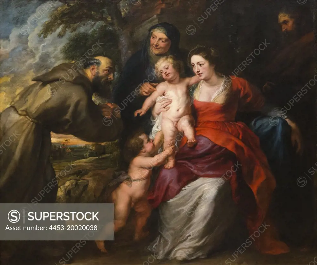 The Holy Family with Saints Francis and Anne and the Infant Saint John the Baptist by Peter Paul Rubens; Oil on canvas; 1630s 