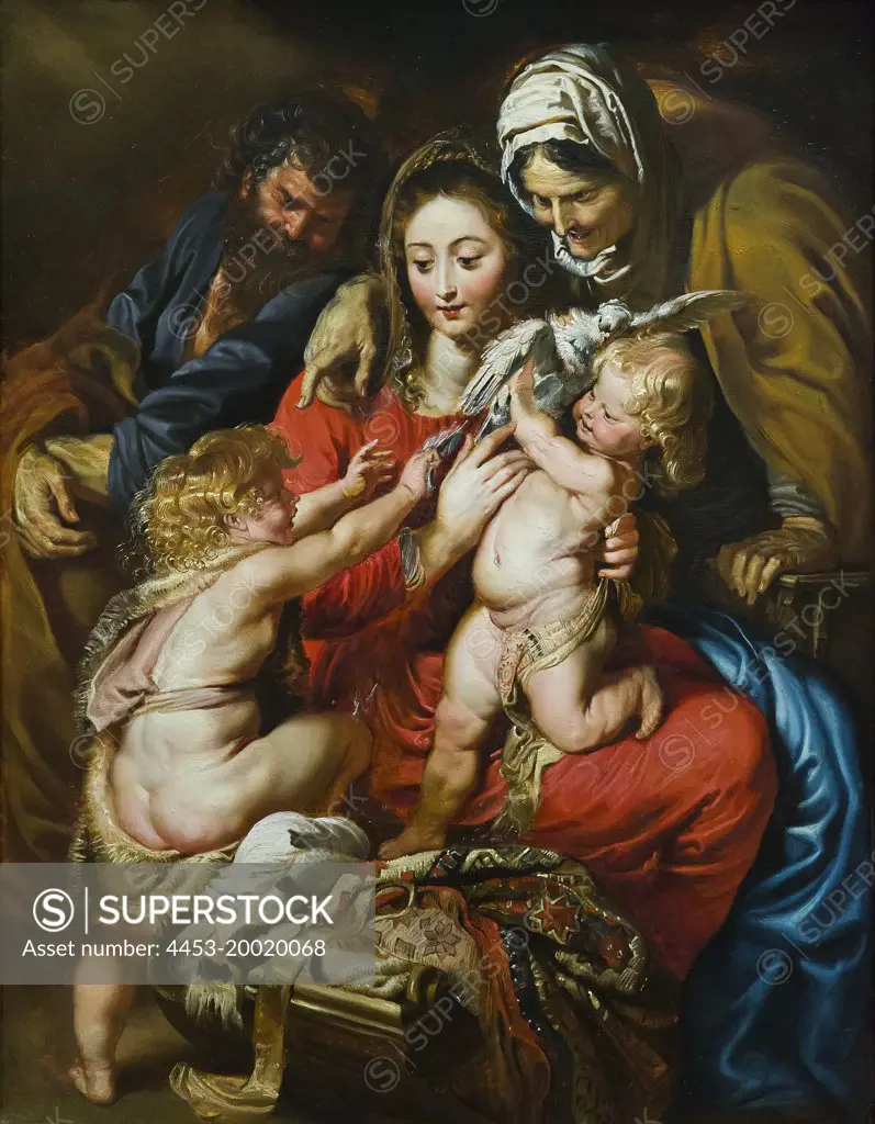 Holy Family with Saint Elizabeth; Saint John; and Dove by Peter Paul Rubens (1577 - 1640); Oil on wood; circa 1608 - 9