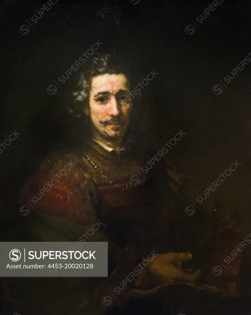 Man with Magnifying Glass by Rembrandt (Rembrandt van Rijn 1606 - 1669); Oil on canvas; early 1660s