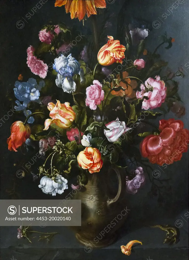 Vase with flowers by Jacob Vosmaer ( circa1584 - 1641); Oil on wood; probably 1613