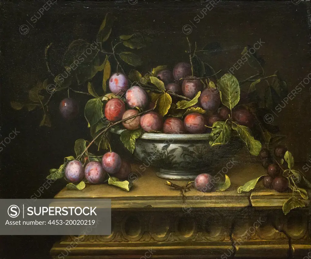 Still Life with plones by Pierre Dupuis (1610 - 1682); oil on canvas; 1666