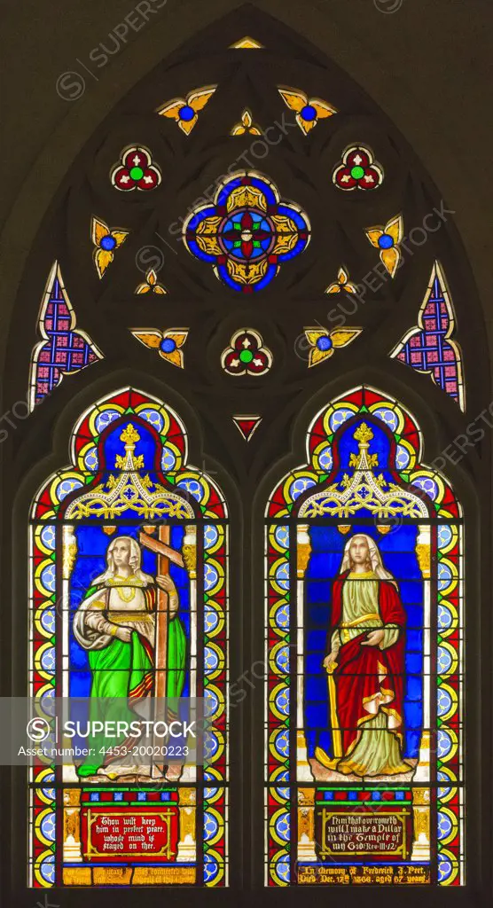 Faith and Hope by Henry E Sharp; New York City; New York State; USA; Painted and stained leaded glass; 1867 - 69