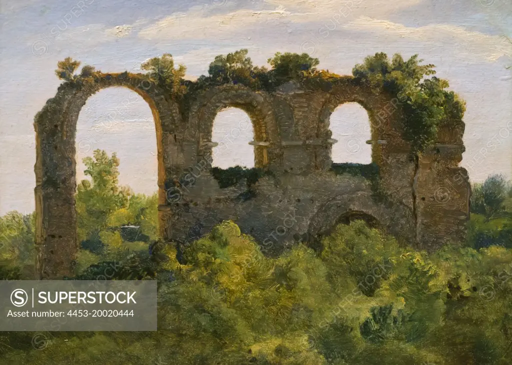 Section of Claudian Aqueduct by Andre Giroux; oil on paper laid down on canvas; circa 1826 - 29