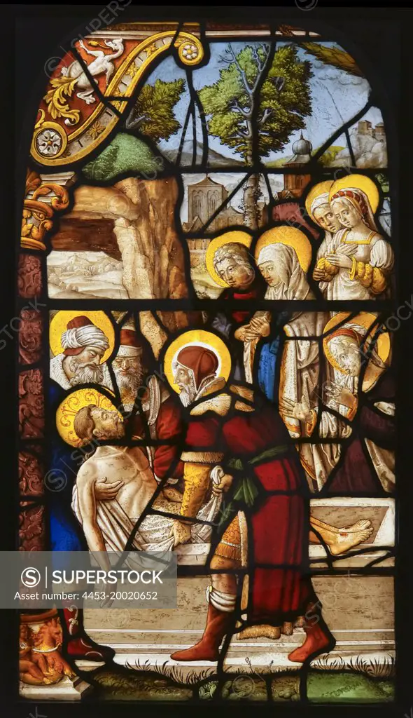 The Entombment by Gerhard Remsich (1522 - 42); Germany; North Rhine - Westphalia; Steinfeld Abbey; stained glass; circa 1539 - 40