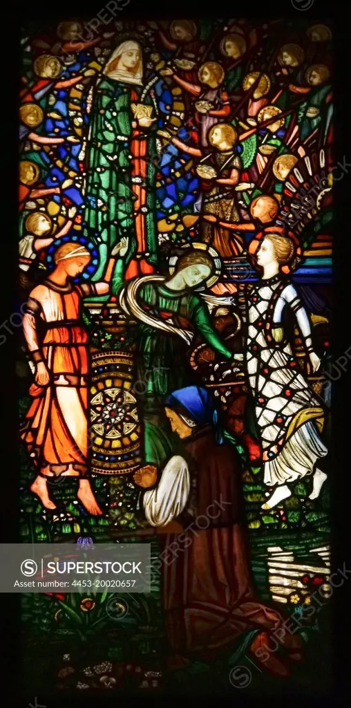 The Vision of Beatrice from Dante's Purgatory' designed by N.H.J. Weastlake (1833 - 1921); UK; England; London; stained glass; 1864