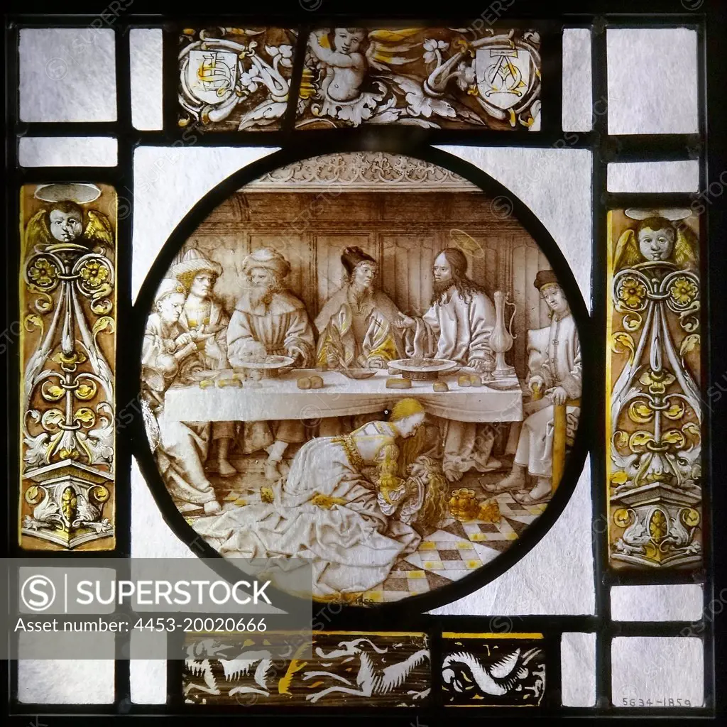 Christ in the House of Simon; stained glass