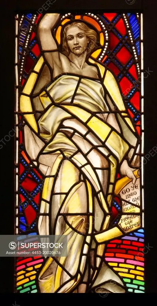 The Ascension by Frank Salisbury (1874 - 1962); UK; England; Methodist Theological Training College; stained glass; 1932