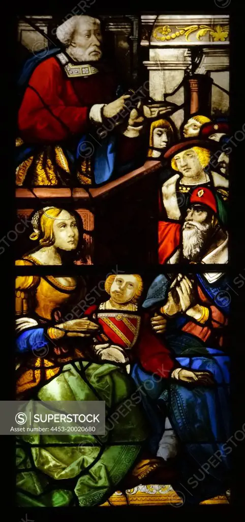Part of Three Scenes from the Life of St Peter possibly by Arnoult de Nimegue; France; Rouen; Church of Saint Pierre du Chatel; stained glass; circa 1525 - 30 