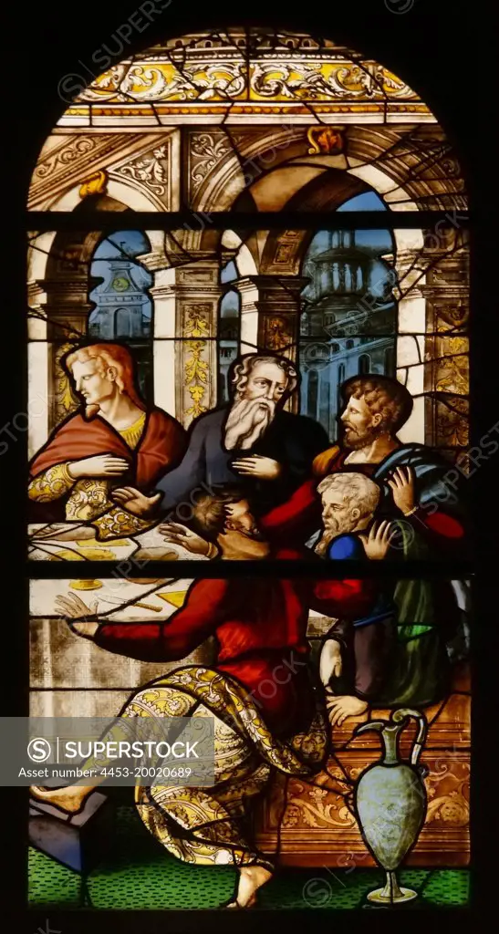 The Last Supper; France; Rouen; Church of Saint - Jean; stained glass; 1542