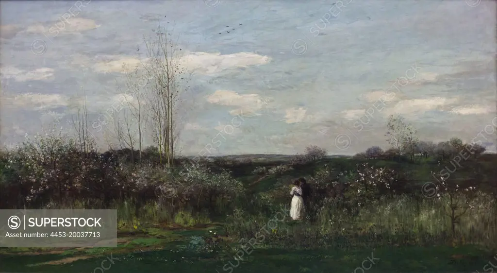 1862 Spring Landscape. (Charles-Francois Daubigny; Paris 1817-1878 Paris)