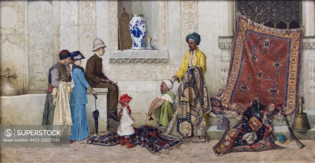 Persian carpet dealer on the street 1888. (Osman Hamdi Bey; Istanbul 1842-1910 Istanbul-Kurucesme)