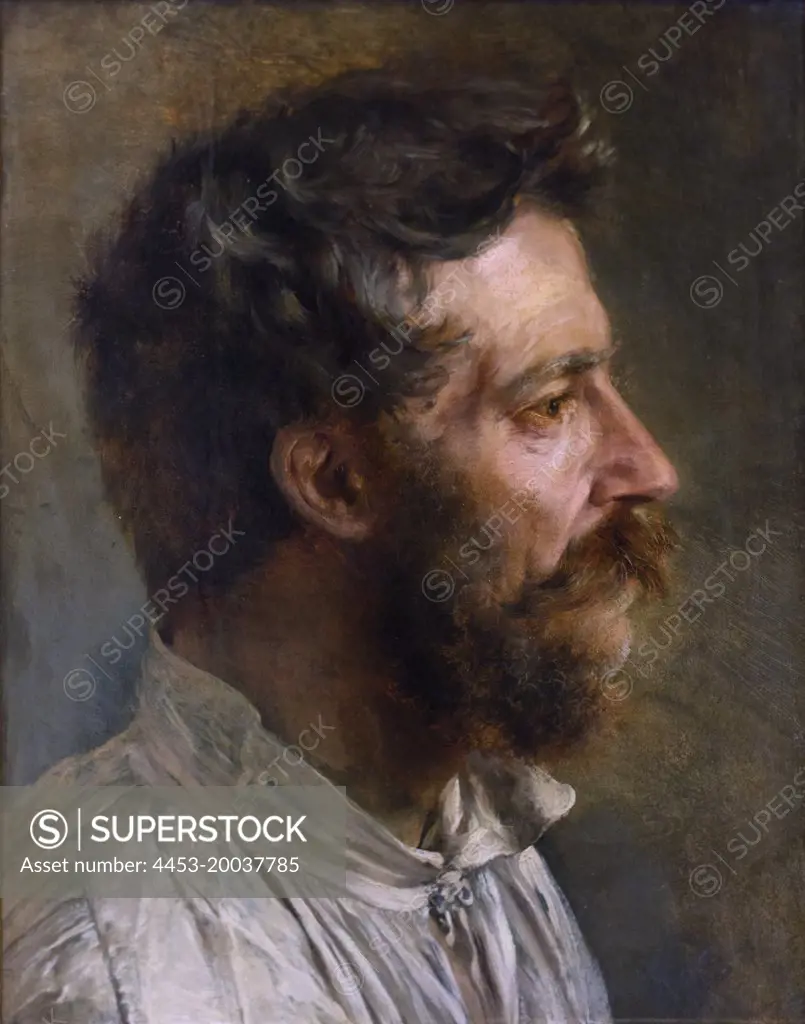 Bearded manner head in profile to the right; 1844. (Adolph Menzel Breslau 1815-1905 Berlin)