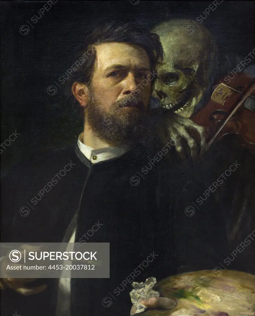 1872 Self-portrait with Death Playing the Fiddle. (Arnold Bocklin; Basel 1827-1901 San domenico bei Feisole)