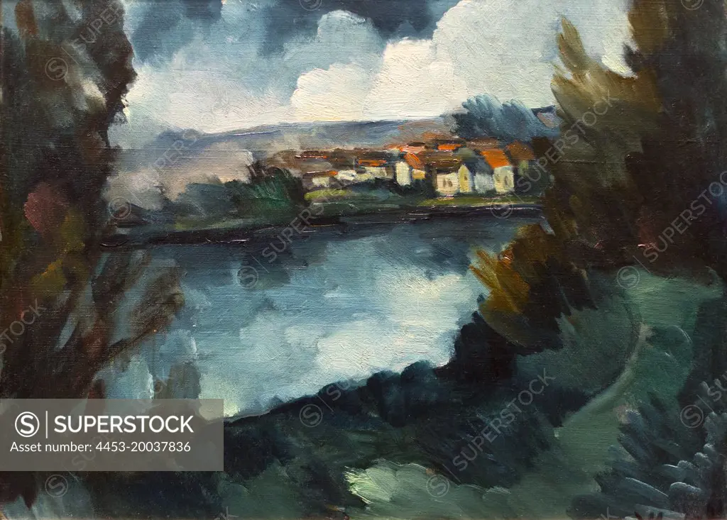 1925 Landscape. (Maurice de vlamink; Paris 1876-1958 Rueil-Ia-Gadeliere)
