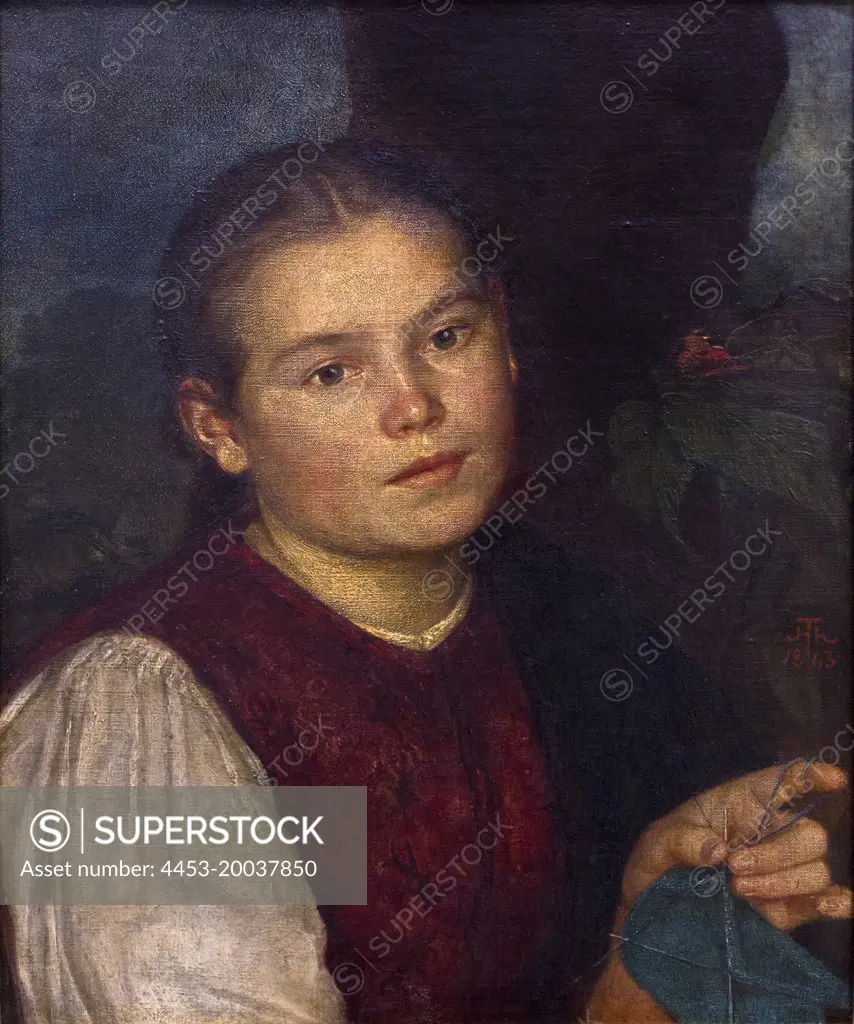 1863 The Artists Sister Agathe. (Hans Thoma; Bernau/Schwarzwald 1839-1924 Karlsruhe)