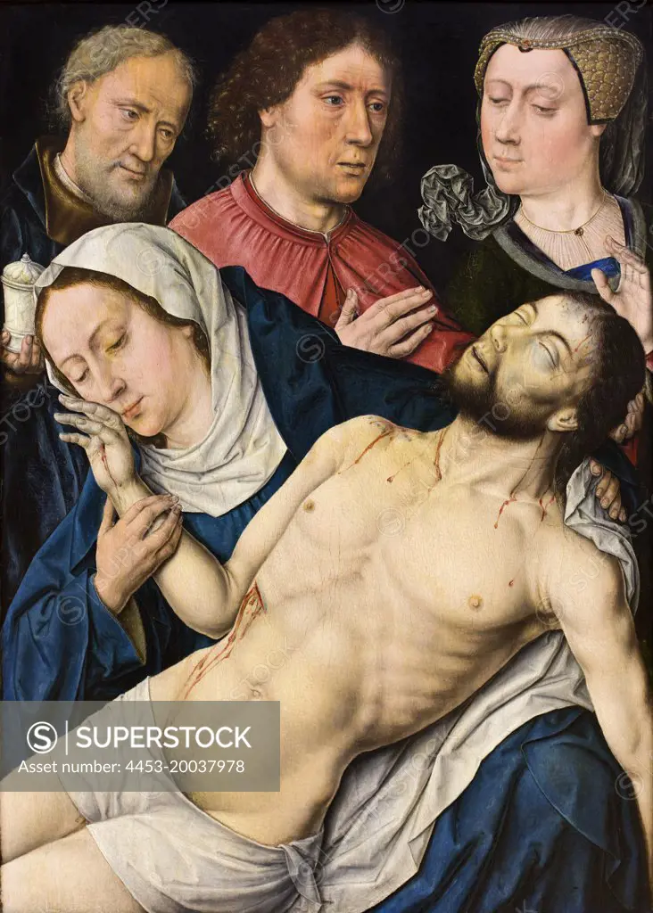 The Lamentation of Christ. (Aelbrecht Bouts; Werkstatt; Lowen; about 1455-1549 Lowen; about 1500 ; oak wood ; aquired 1821; Collection Solly Gemaldegalerie)