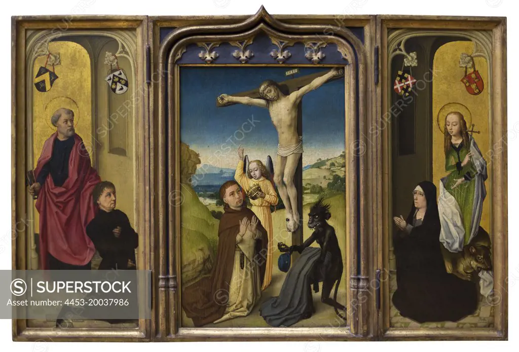 Triptych of Pieter van de Woestijne ; oak wood. (Dutch; about 1475; aquired 1908; Geschenk Charles Sedelmeyer Gemaldegalerie)