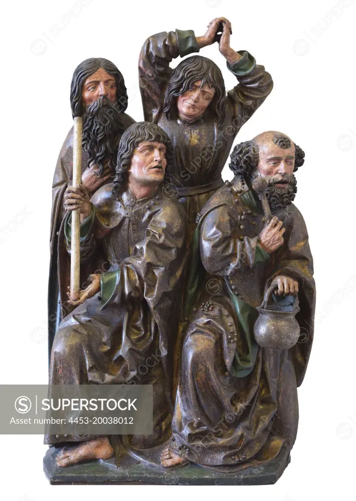 Apostles from the Death of the Virgin Pappelholz; alte version influenced through the Krakow Marian Retable by Veit Stob. (Ostliches Mitteleuropa oder Osterreich; about 1490/1500; aquired 1918; Geschenk James Simon Sculpture Collection)