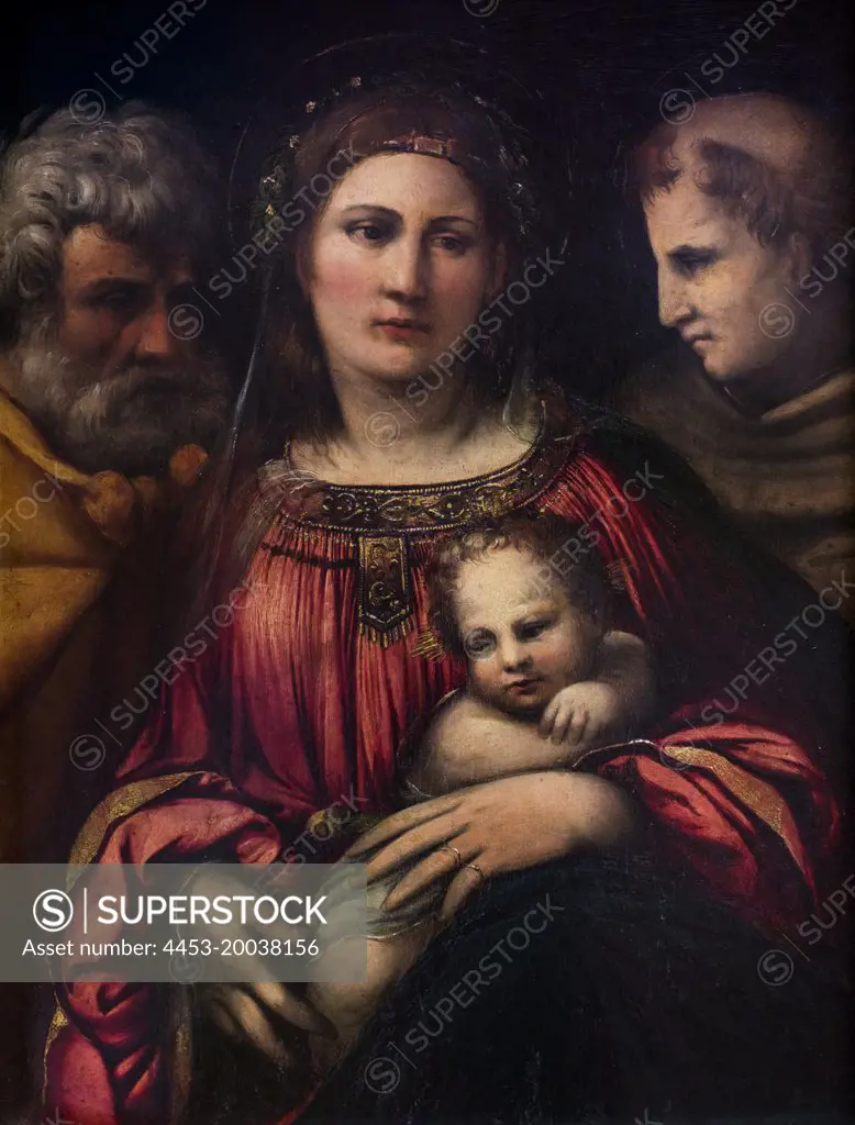 The Holy. Family with St. Francis. (Giovanni Luteri; gen. Dosso Dossi; 1489-1541 Ferrara; 1516)