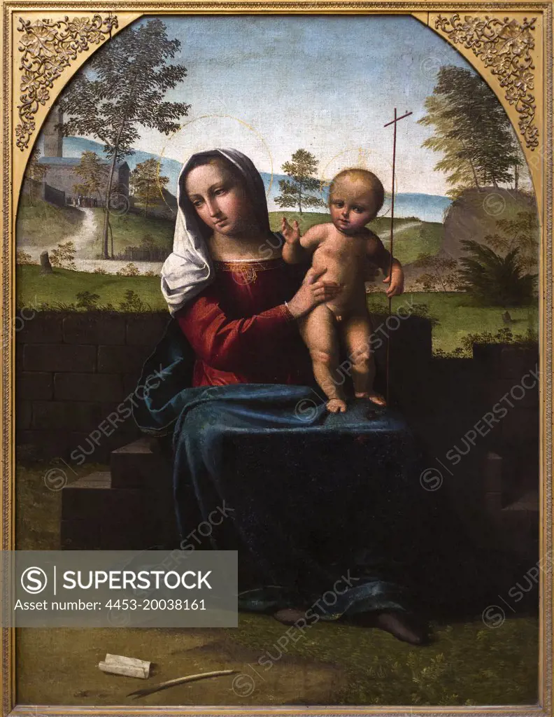Mary with the child blessing. C. 1516. (Giovanni Battista Benvenuti; gene Ortolano; 1530 - 1480/85 Ferrara Ferrara)