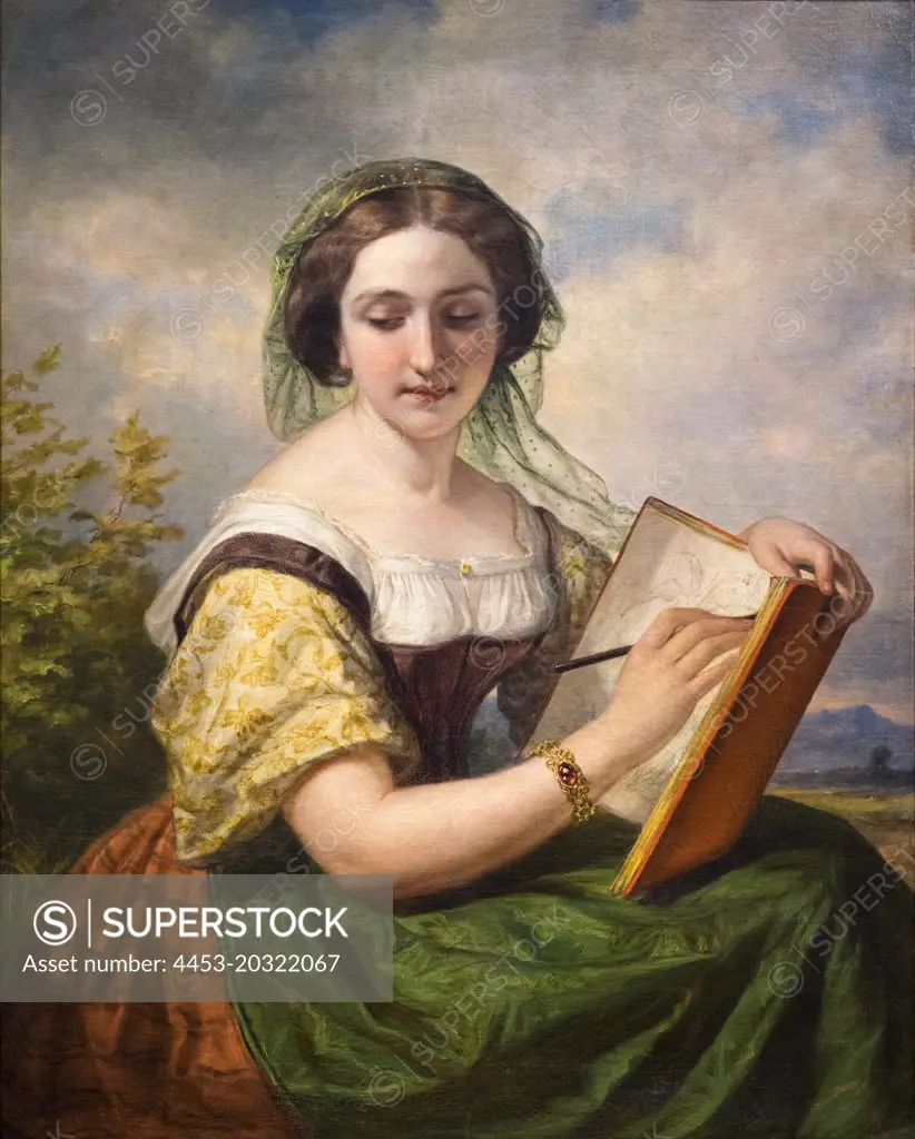 The Sketcher: A Portrait of Mlle Rosina; a Jewess; 1858 Daniel Huntington American; 1816-1906