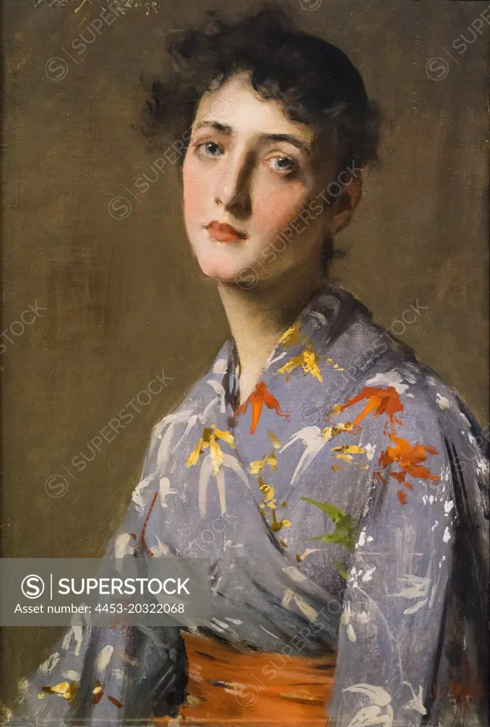 Girl in a Japanese Costonee; circa 1890 Oil on canvas William Merritt Chase American; 1849-1916
